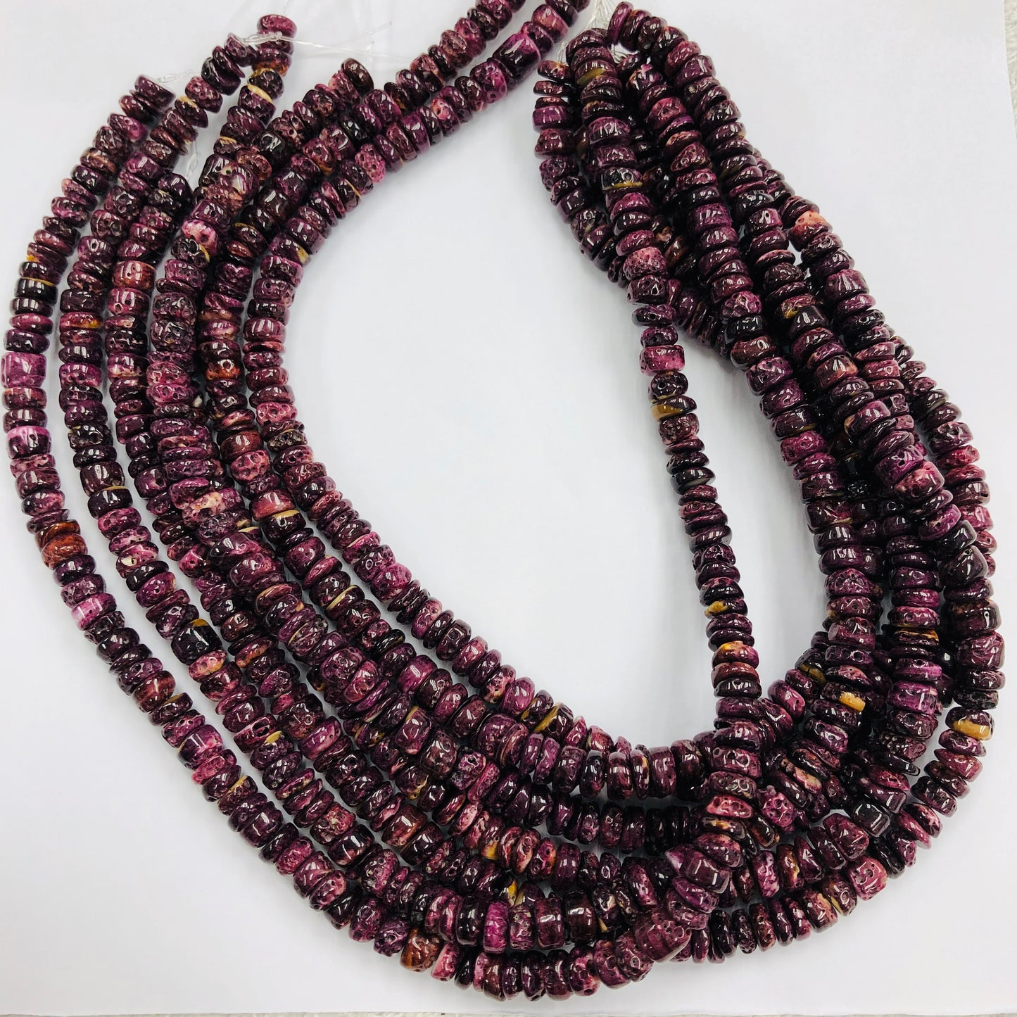 Rare Purple Spiny Oyster Shell Rondisc 7-8mm Strand 16"inches