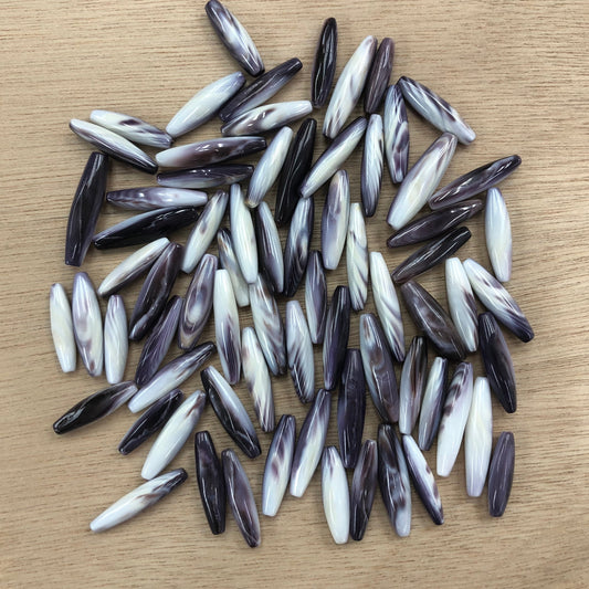 Natural Wampum Quahog Shell Hairpipe Beads Free size (Wholesale 100pcs)