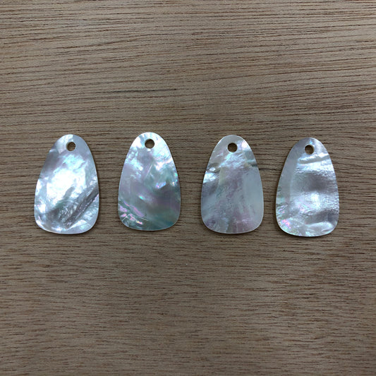 6pcs Natural White Mother Of Pearl Shell Faceted Pendant 21x34mm
