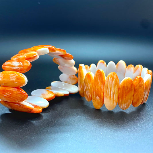 Spiny Oyster Shell Oval beads bracelet (Wholesale 100str)