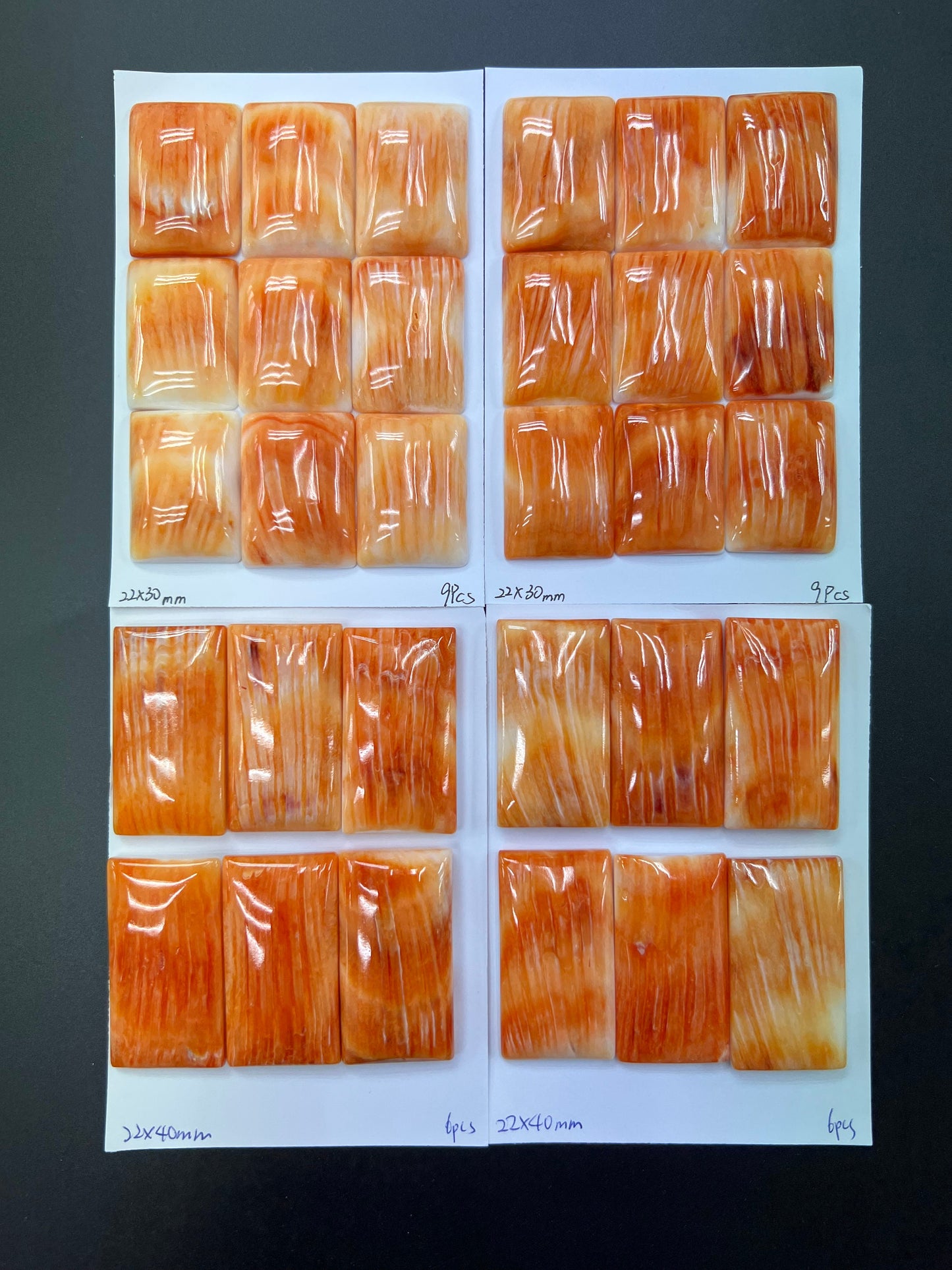 Orange Color Spiny Oyster Shell Rectangle Cab 13x18mm-30x40mm