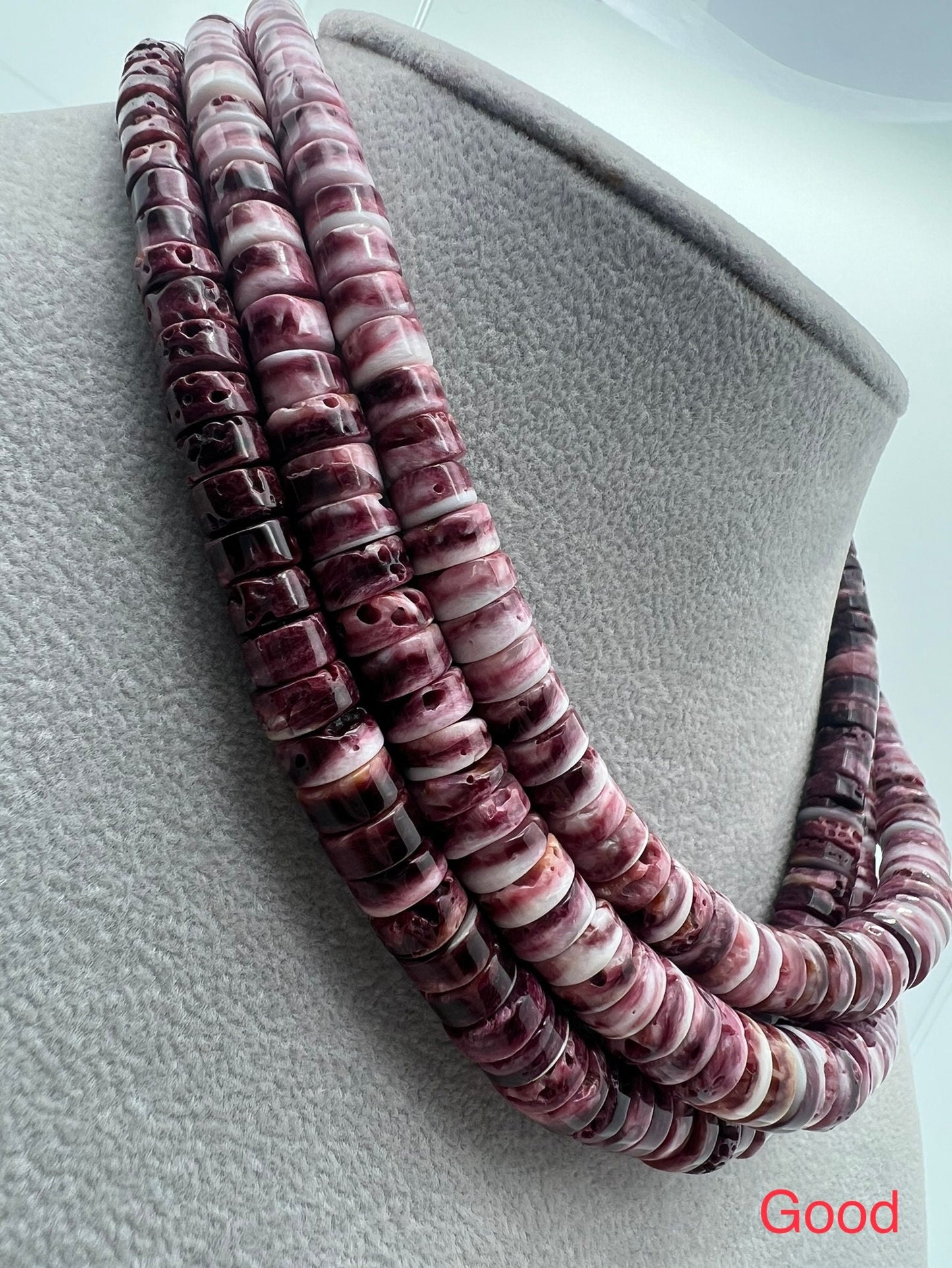 4-10mm Natural Purple Spiny Oyster Graduated Heishi Beads