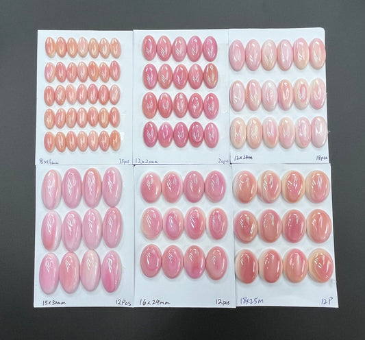 Pink Queen Conch Shell Oval Cabs 8x16mm, 12x20mm, 12x24mm, 15x30mm, 16x24mm, 18x25mm