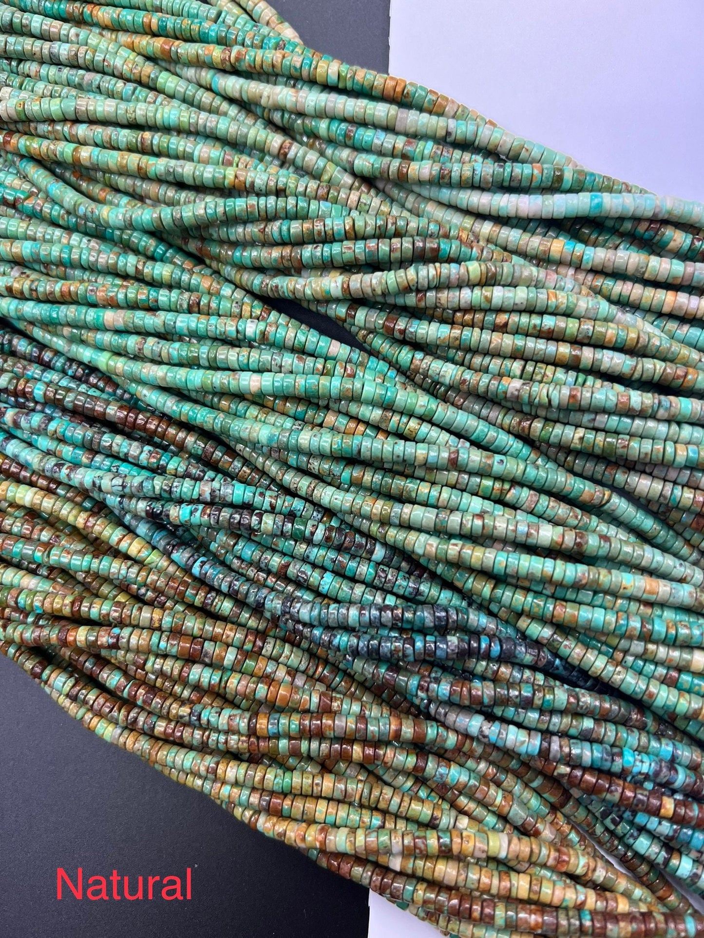 Natural Turquoise Heishi beads 4mm 16 inches (Wholesale 100str)