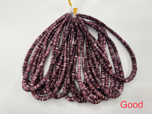 4-10mm Natural Purple Spiny Oyster Graduated Heishi Beads