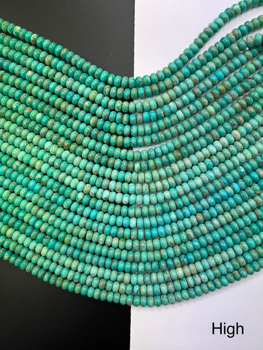 10mm High Quality Natural Turquoise Rondelle Beads 16'inchs