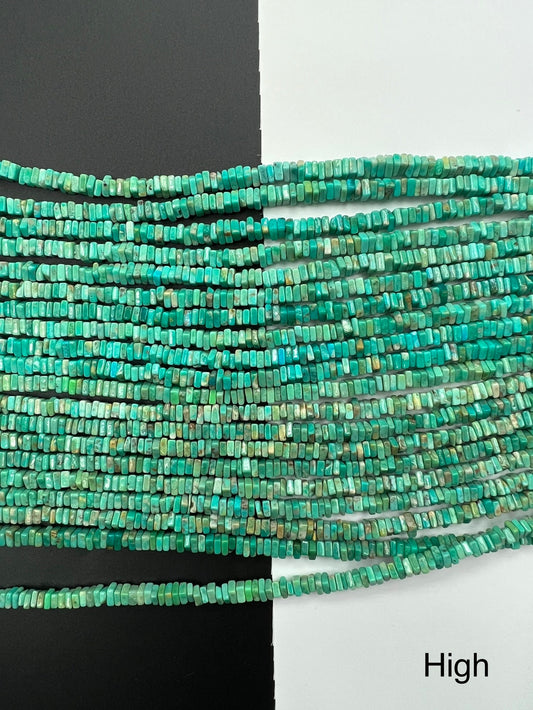 4mm Natural Turquoise Square Beads Strand 16'inchs