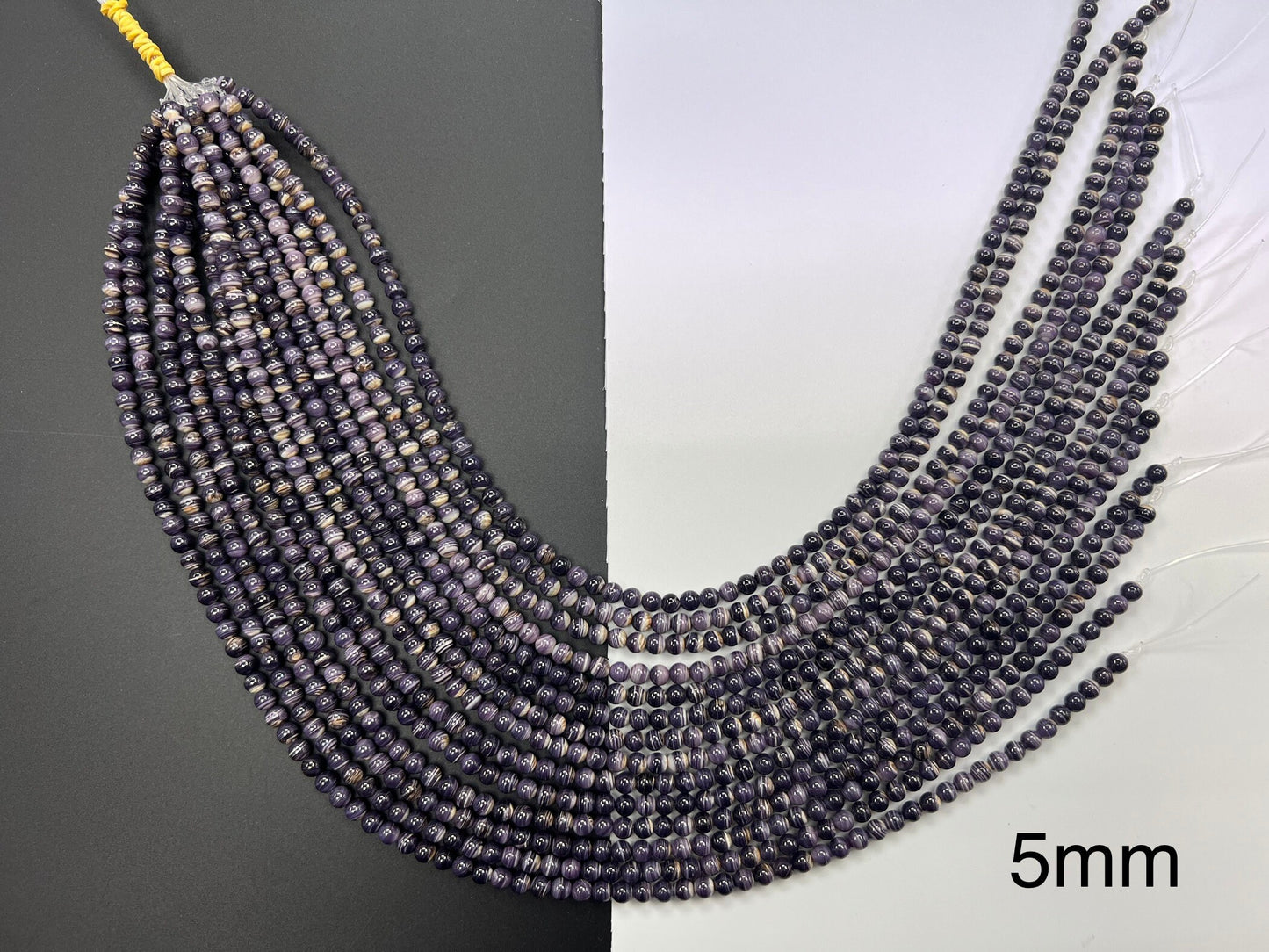 5-7mm Collection Grade Wampum Shell Round Beads 16"