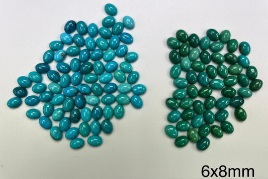 6x8mm~10x20mm Natural Turquoise Oval Cab (20pcs)