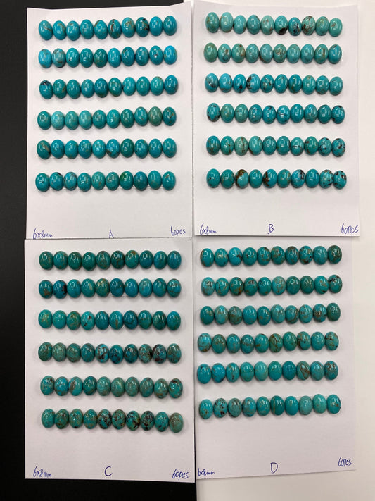 Natural Turquoise Oval Cab 6x8mm