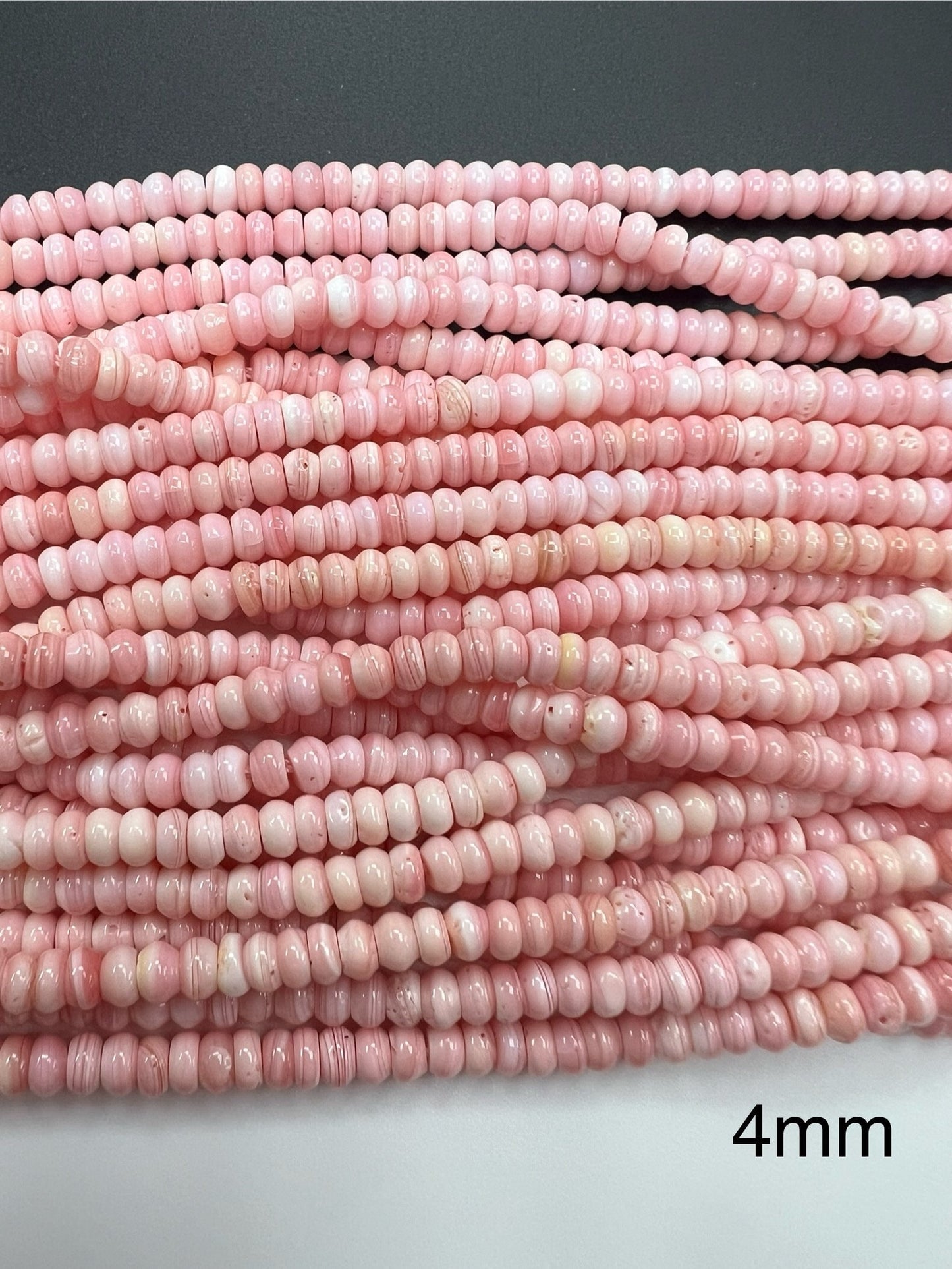 4/6mm Natural Pink Queen Conch Shell Rondelle beads (16'inchs)