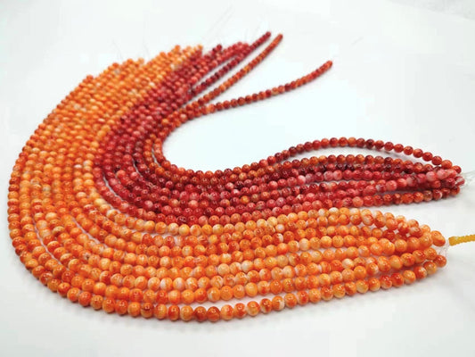 Spiny Oyster Shell Round Beads 5mm Orange/Red (High/Top Quality)