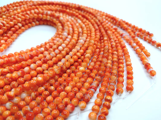 Top Quality Spiny Oyster Shell  Round Beads 6mm Orange/Red 16''