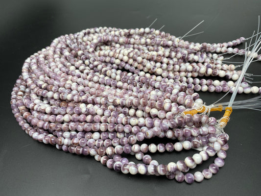 Wampum Shell Round Beads 7mm 16 inches (Natural Quality)