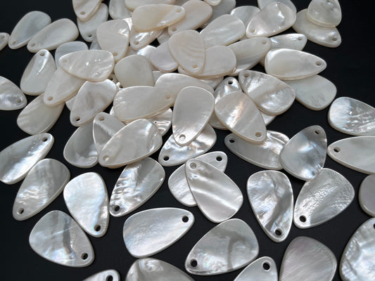 6pcs Natural White Mother Of Pearl Shell Pendant 21x34mm