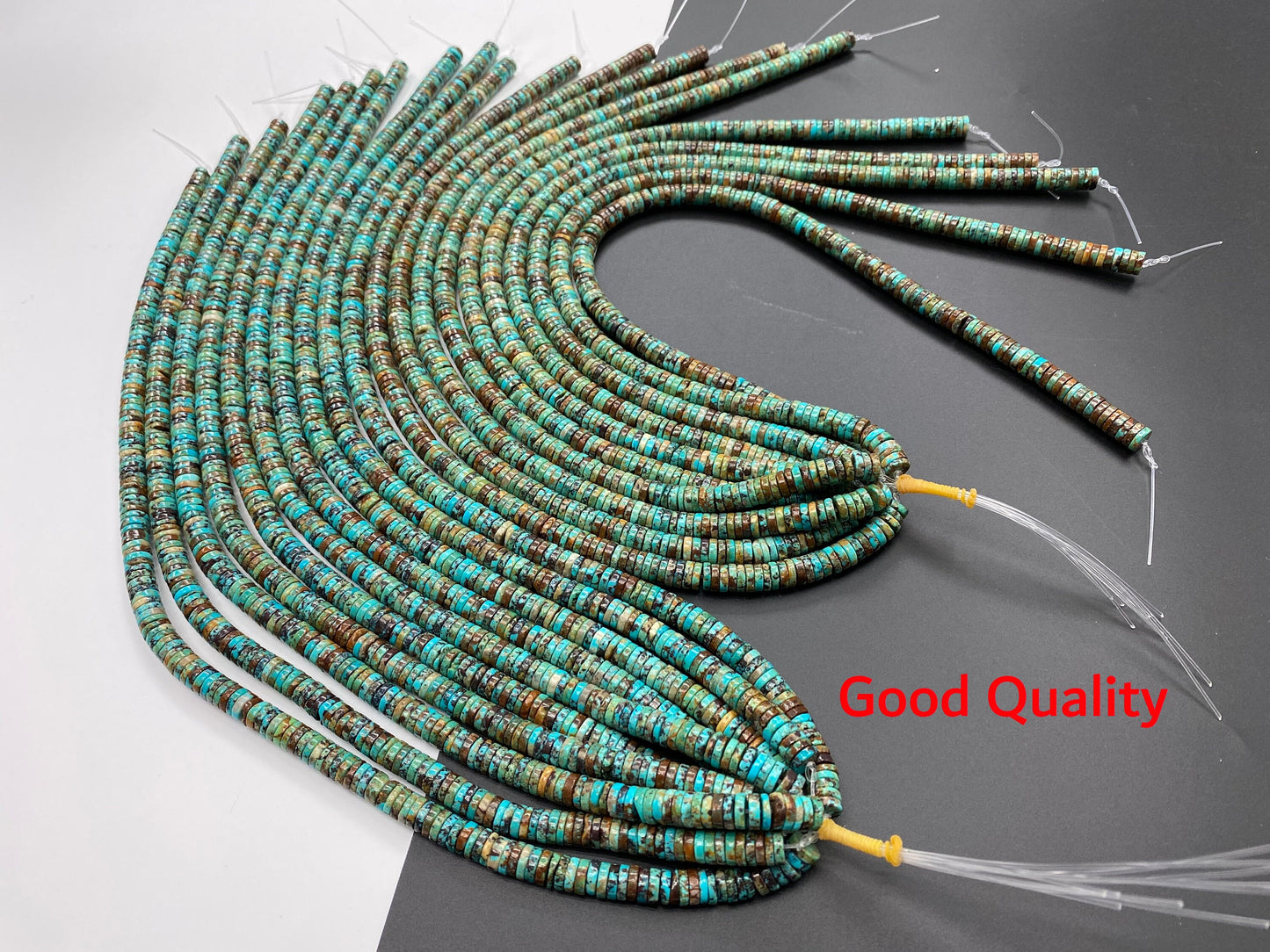 Turquoise Heishi Beads 8mm 16 inches (B/Natural/Good/High Quality)