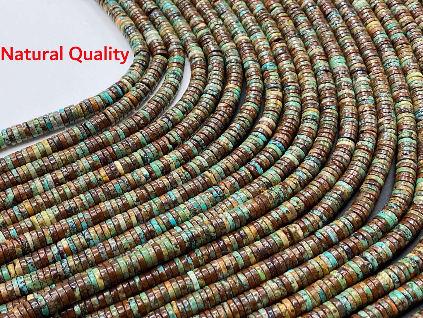 Turquoise Heishi Beads 8mm 16 inches (B/Natural/Good/High Quality)