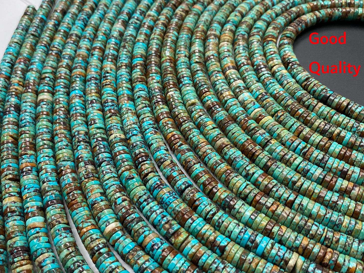 Turquoise Heishi Beads 8mm 16 inches (B/Natural/Good/High Quality)