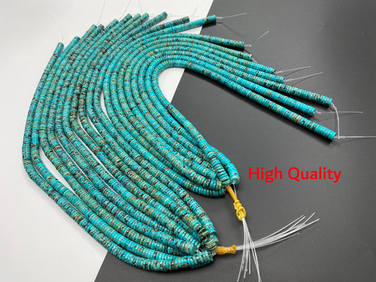 Turquoise Heishi Beads 8mm 16 inches (B/Natural/Good/High Quality)