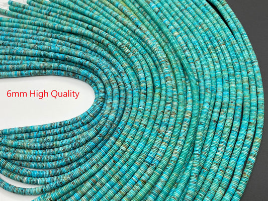 Natural Turquoise Heishi beads 5mm/6mm 16 inches (Natural/Good/High Quality Thickness 1mm)