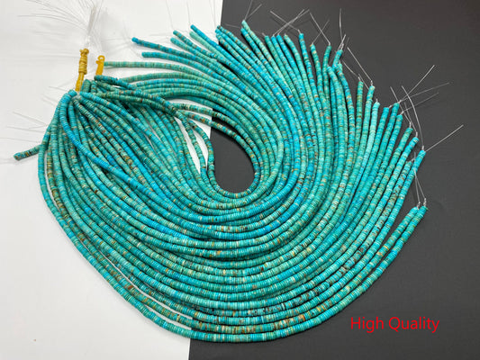 Natural Turquoise Heishi beads 4mm 16 inches (Natural/Good/High Quality Thickness 1mm)