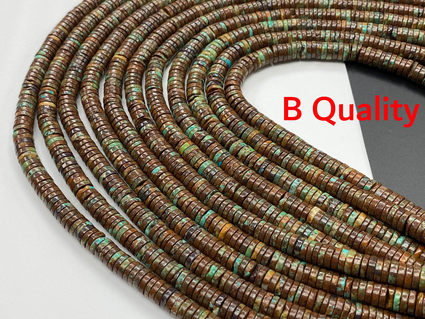 Turquoise Heishi Beads 8mm 16 inches (B/Natural/Good/High Quality)