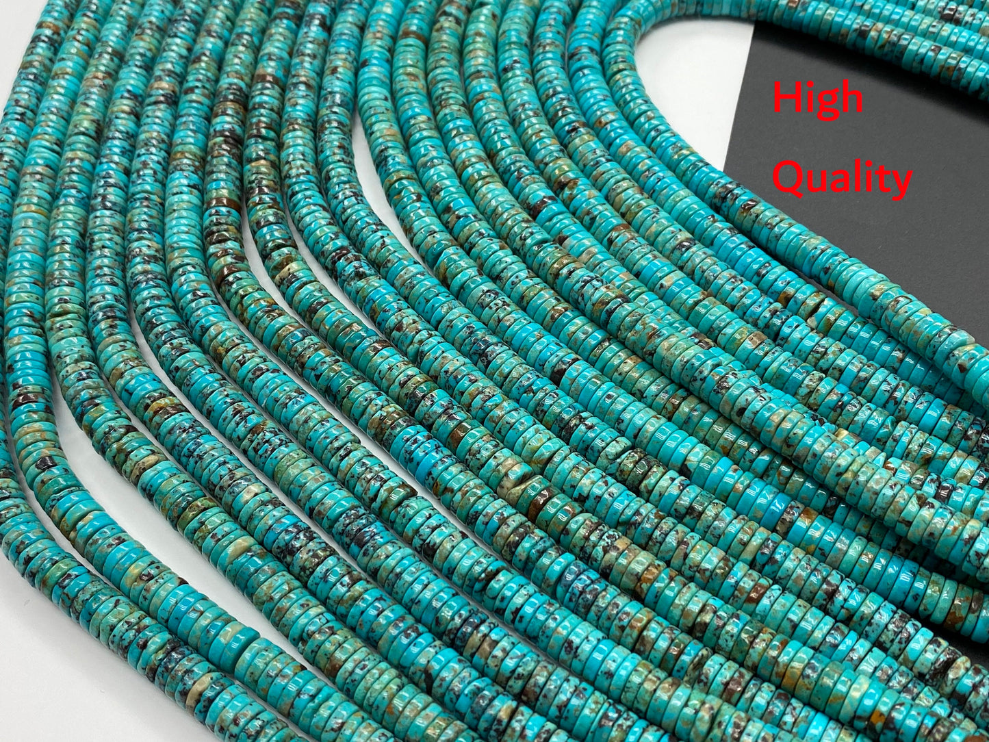 Turquoise Heishi Beads 8mm 16 inches (B/Natural/Good/High Quality)