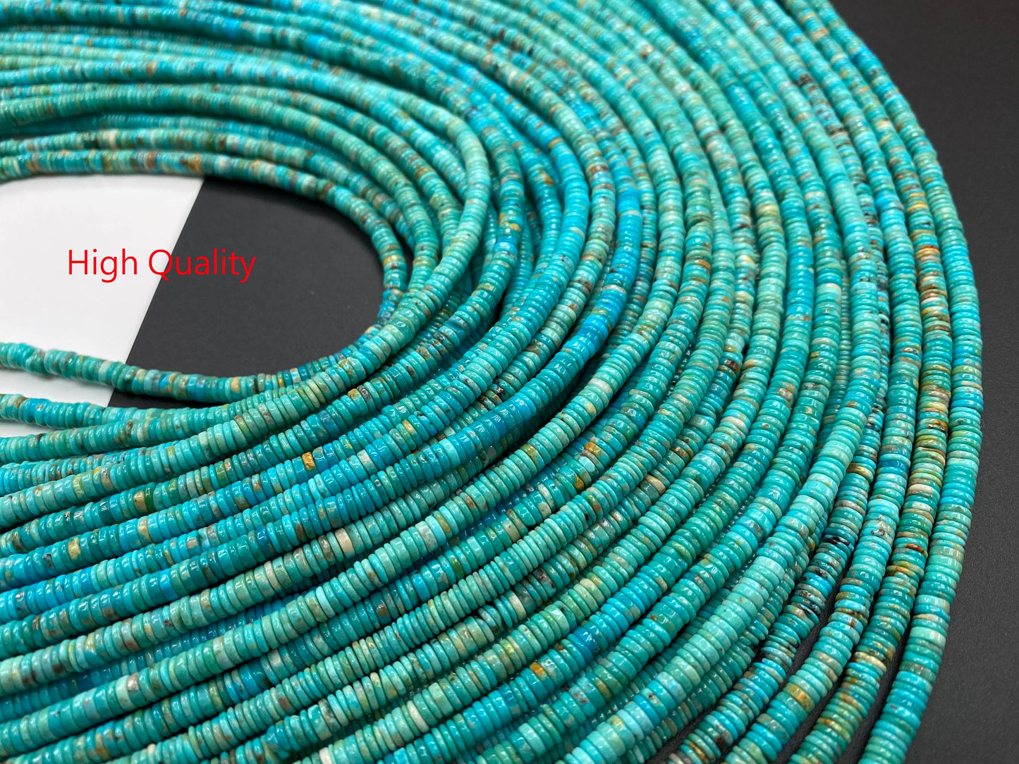 Natural Turquoise Heishi beads 4mm 16 inches (Natural/Good/High Quality Thickness 1mm)