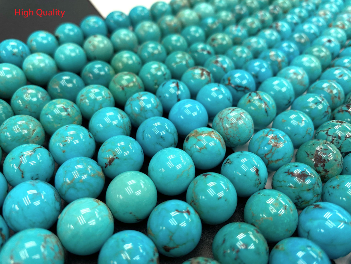 Natural Turquoise Round Beads Strand 14mm 16 inches (High/Top Quality)