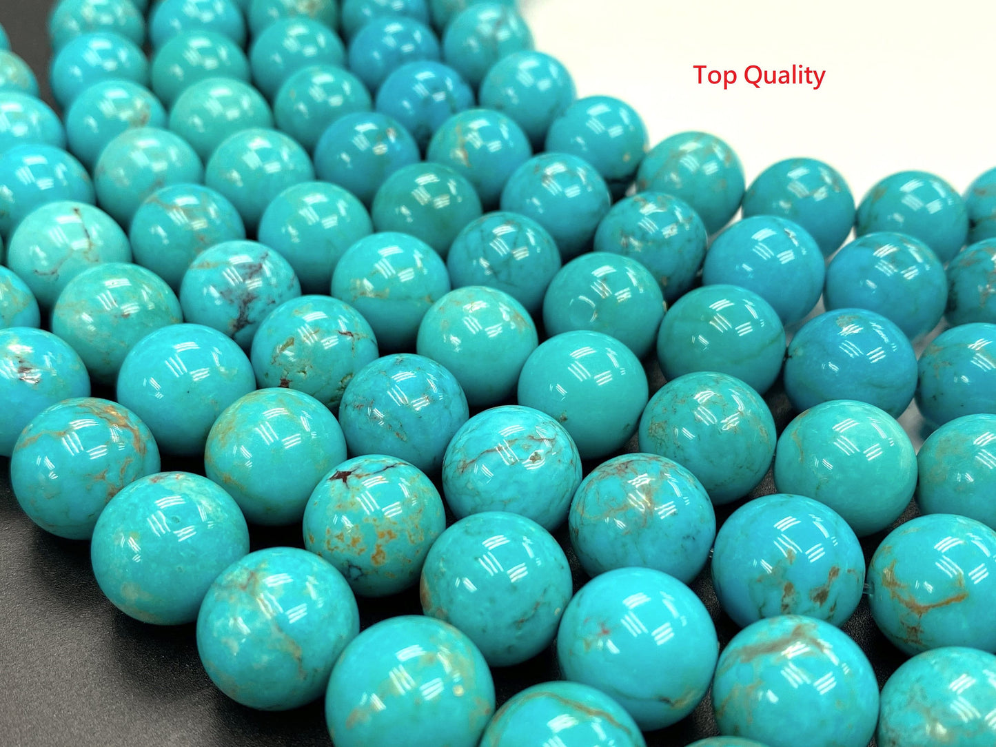 Natural Turquoise Round Beads Strand 14mm 16 inches (High/Top Quality)