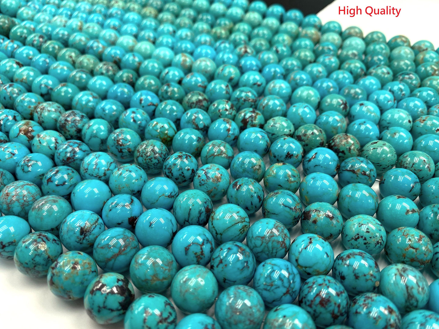 Natural Turquoise Round Beads Strand 14mm 16 inches (High/Top Quality)