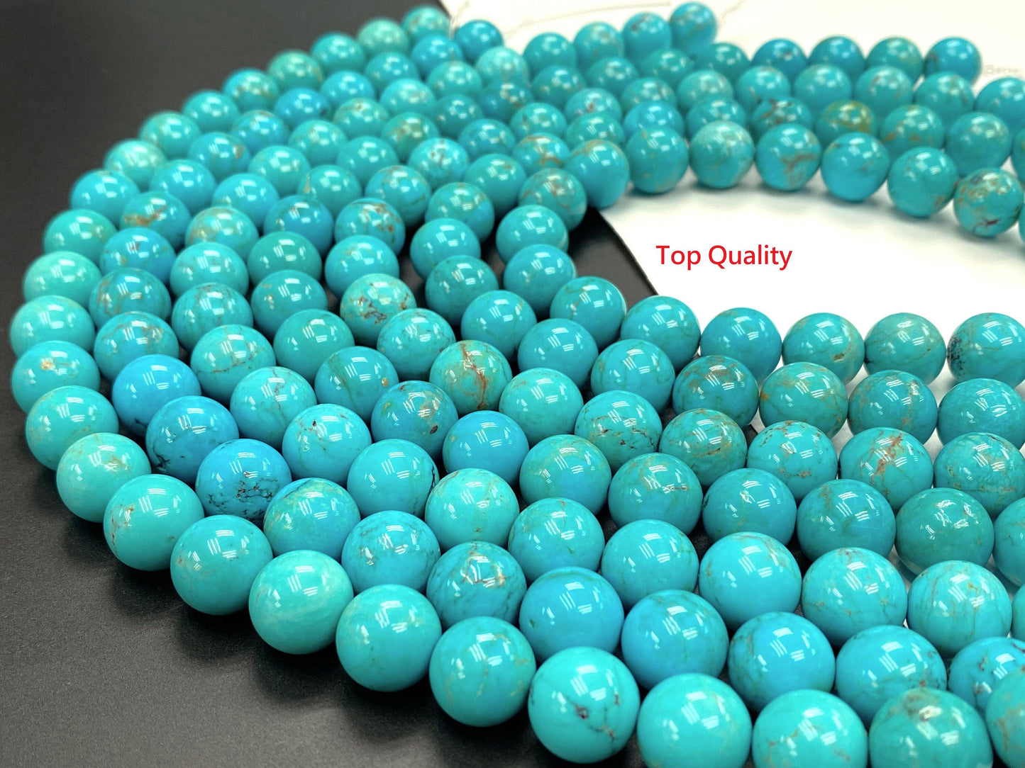 Natural Turquoise Round Beads Strand 14mm 16 inches (High/Top Quality)