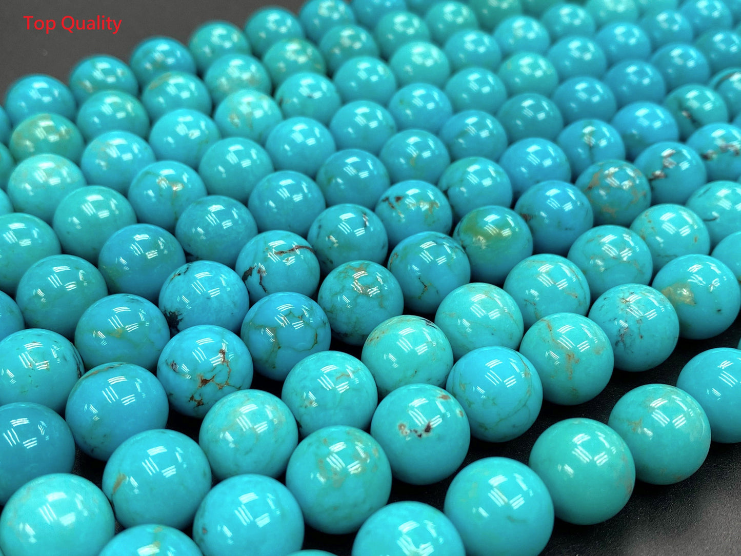 Natural Turquoise Round Beads Strand 12mm 16 inches (High/Top Quality)