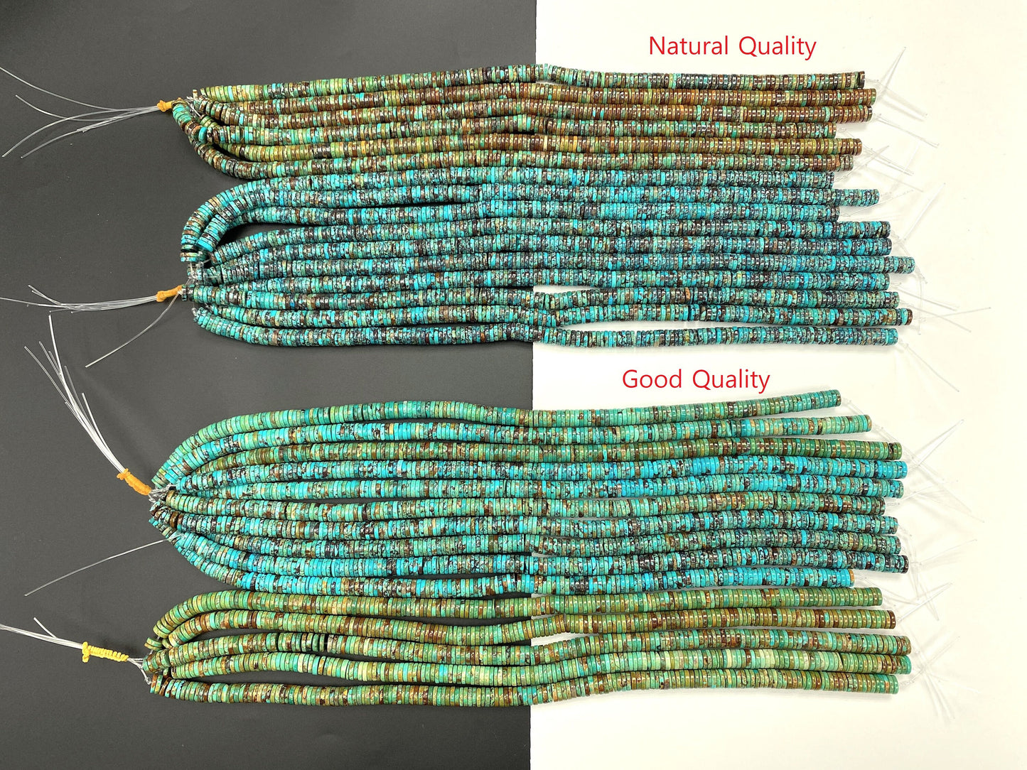 Natural Turquoise Heishi Beads Strand 10mm 16 inches (Natural/Good/High Quality)