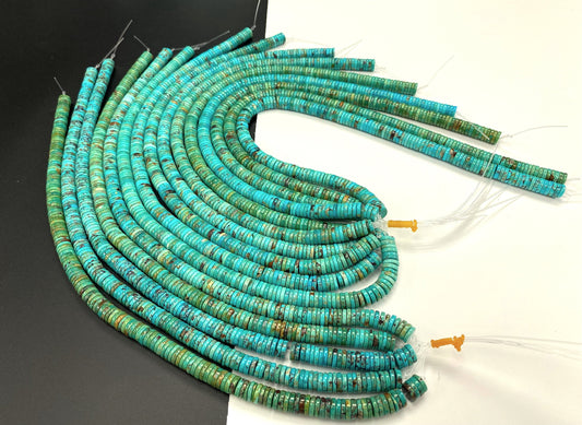 Natural Turquoise Heishi Beads Strand 10mm 16 inches (Natural/Good/High Quality)
