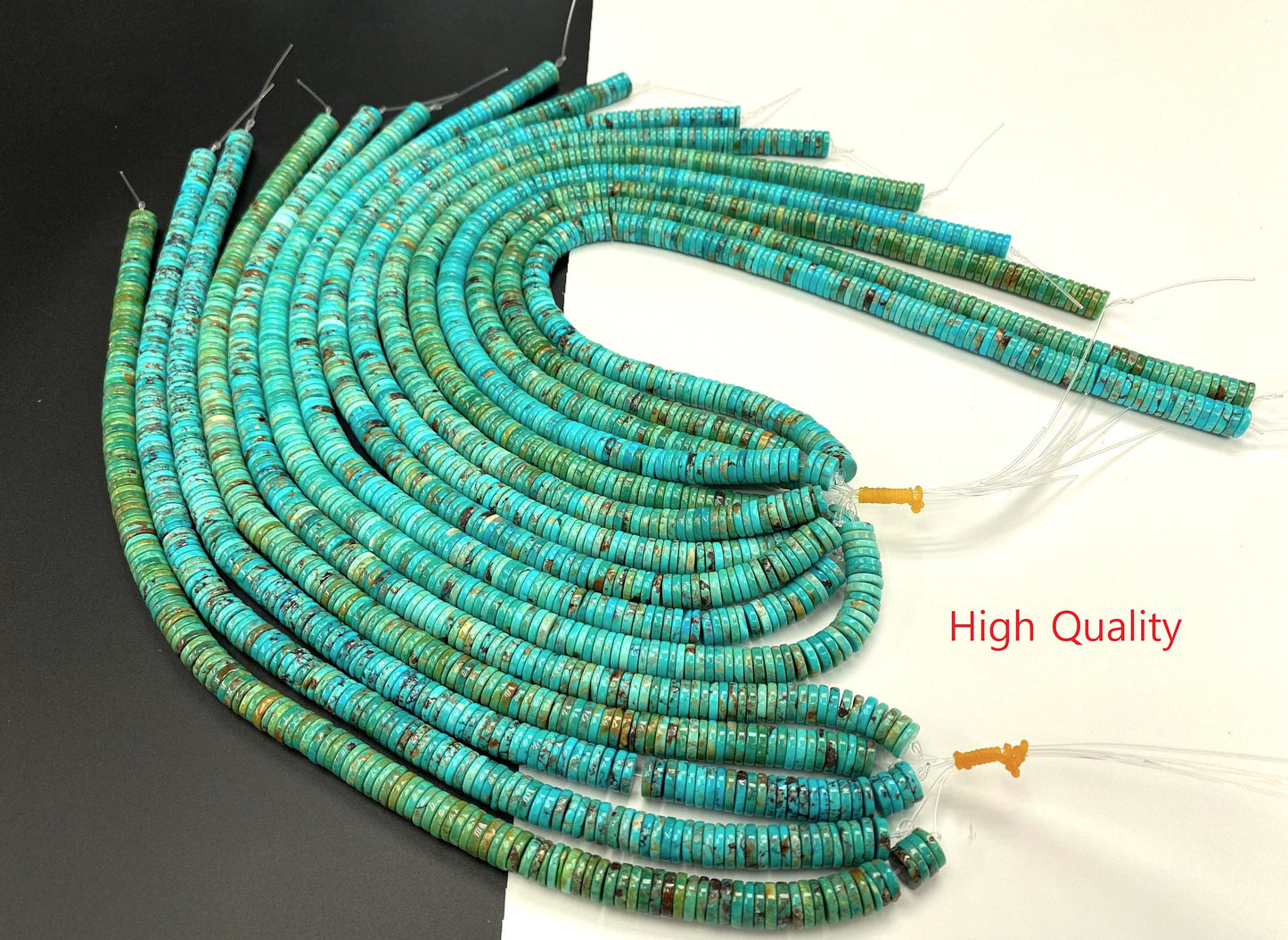 Natural Turquoise Heishi Beads Strand 10mm 16 inches (Natural/Good/High Quality)