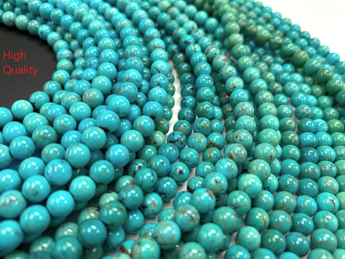 Natural Turquoise Round Beads Strand 6mm 16 inches (High/Top Quality)