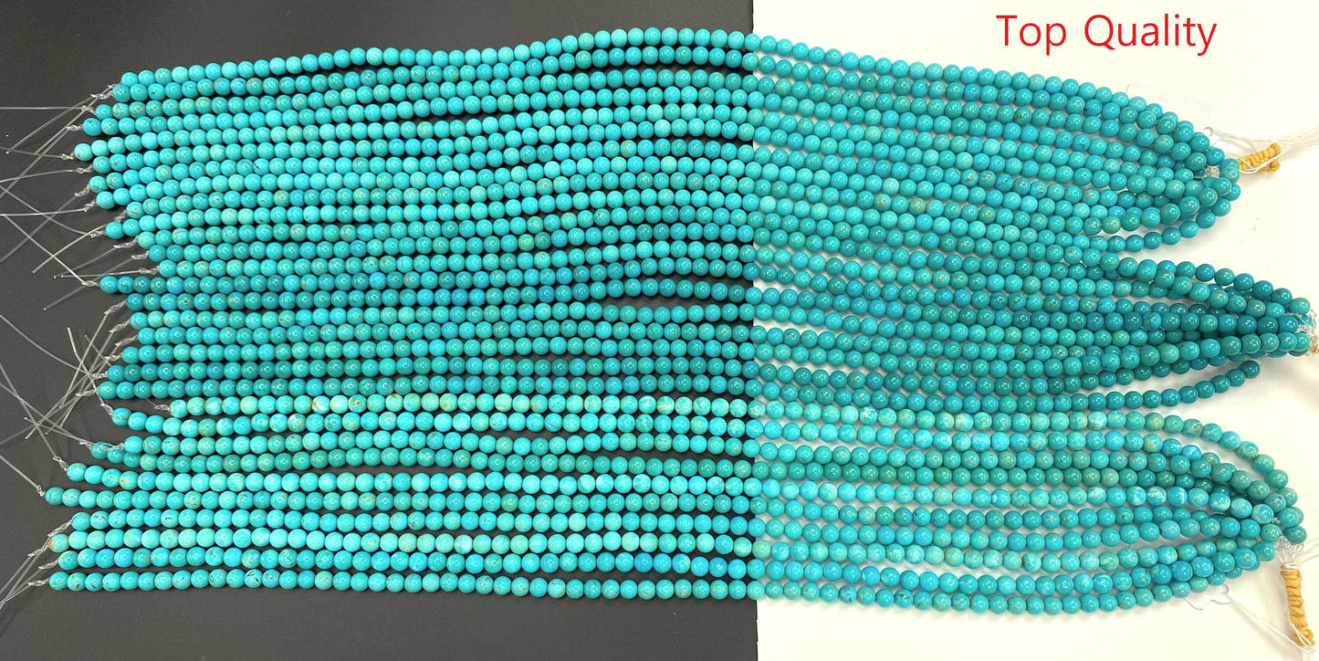 Natural Turquoise Round Beads Strand 6mm 16 inches (High/Top Quality)