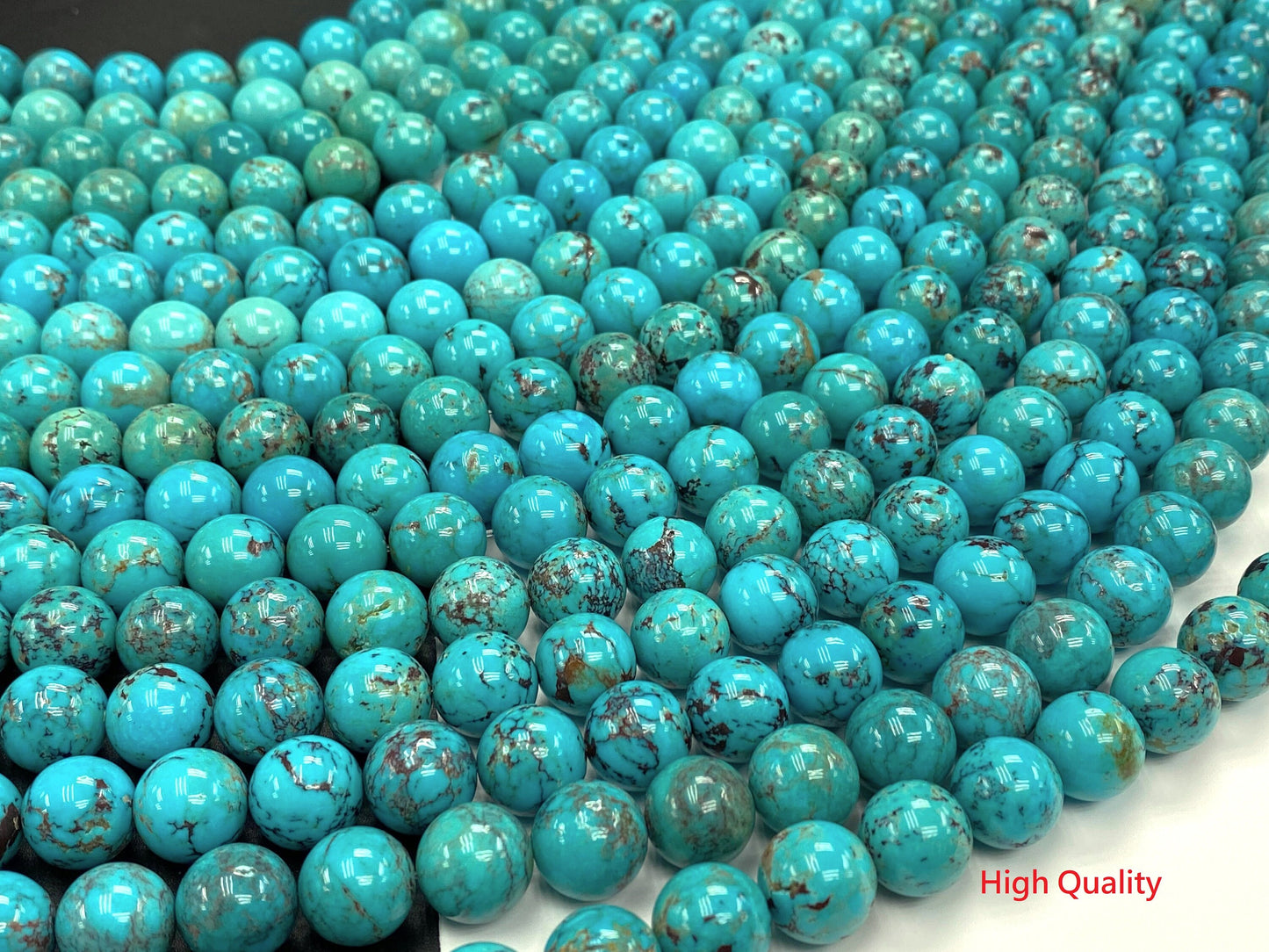 Natural Turquoise Round Beads Strand 14mm 16 inches (High/Top Quality)