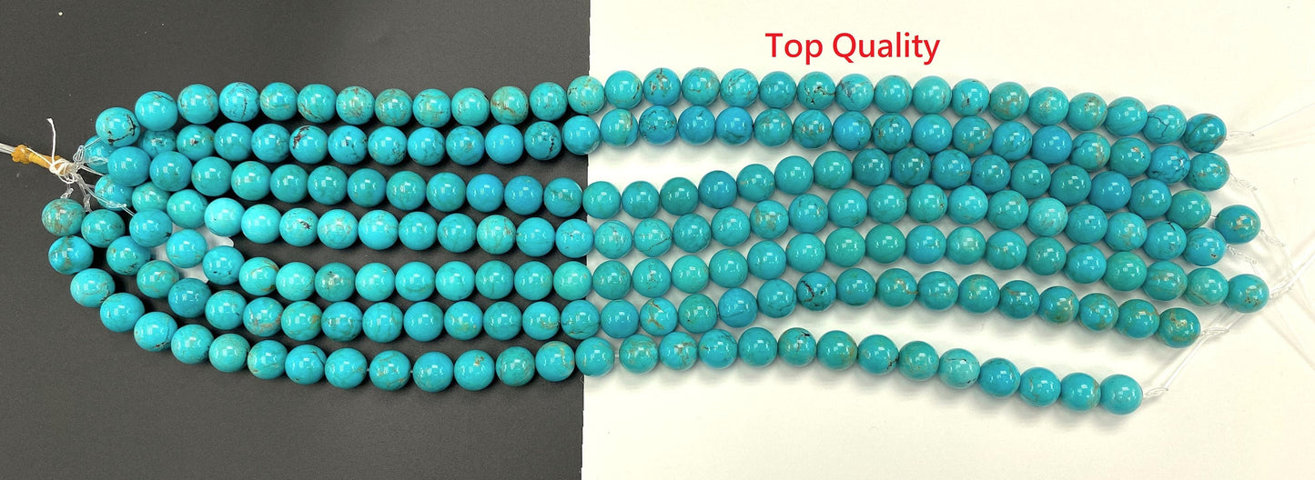 Natural Turquoise Round Beads Strand 14mm 16 inches (High/Top Quality)