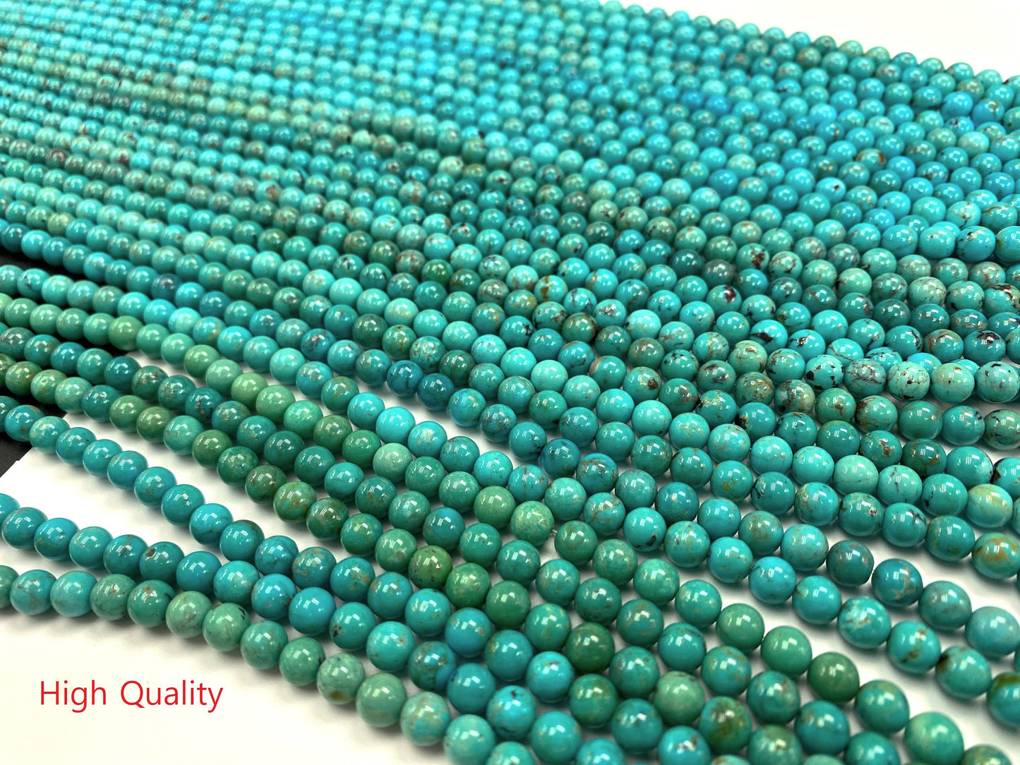 Natural Turquoise Round Beads Strand 6mm 16 inches (High/Top Quality)