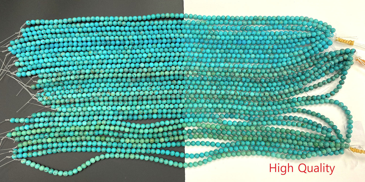 Natural Turquoise Round Beads Strand 6mm 16 inches (High/Top Quality)