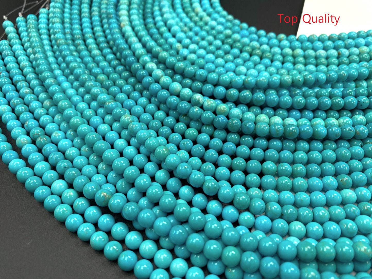 Natural Turquoise Round Beads Strand 6mm 16 inches (High/Top Quality)