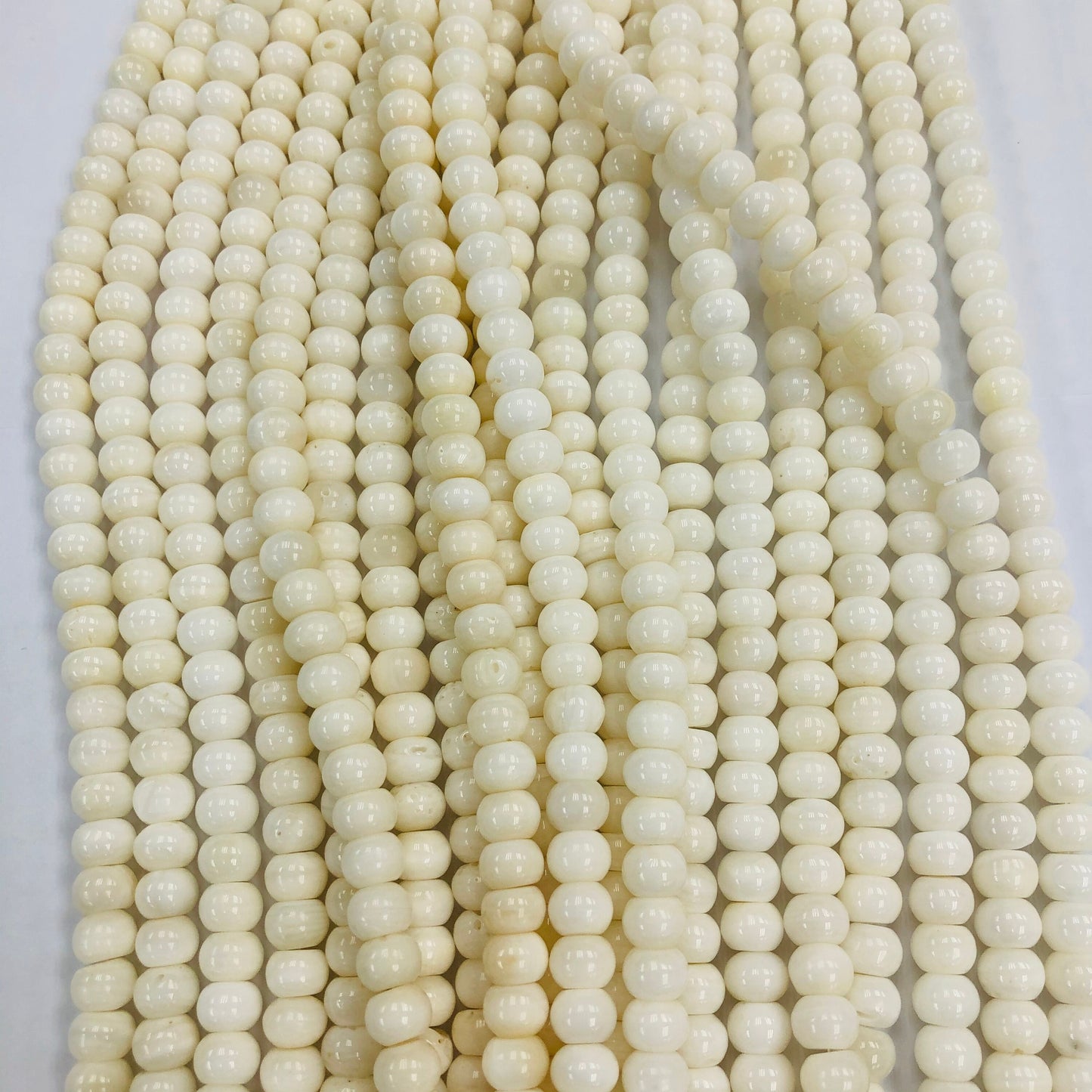Natural Wampum Quahog Shell Rondelle beads 4x10mm white color