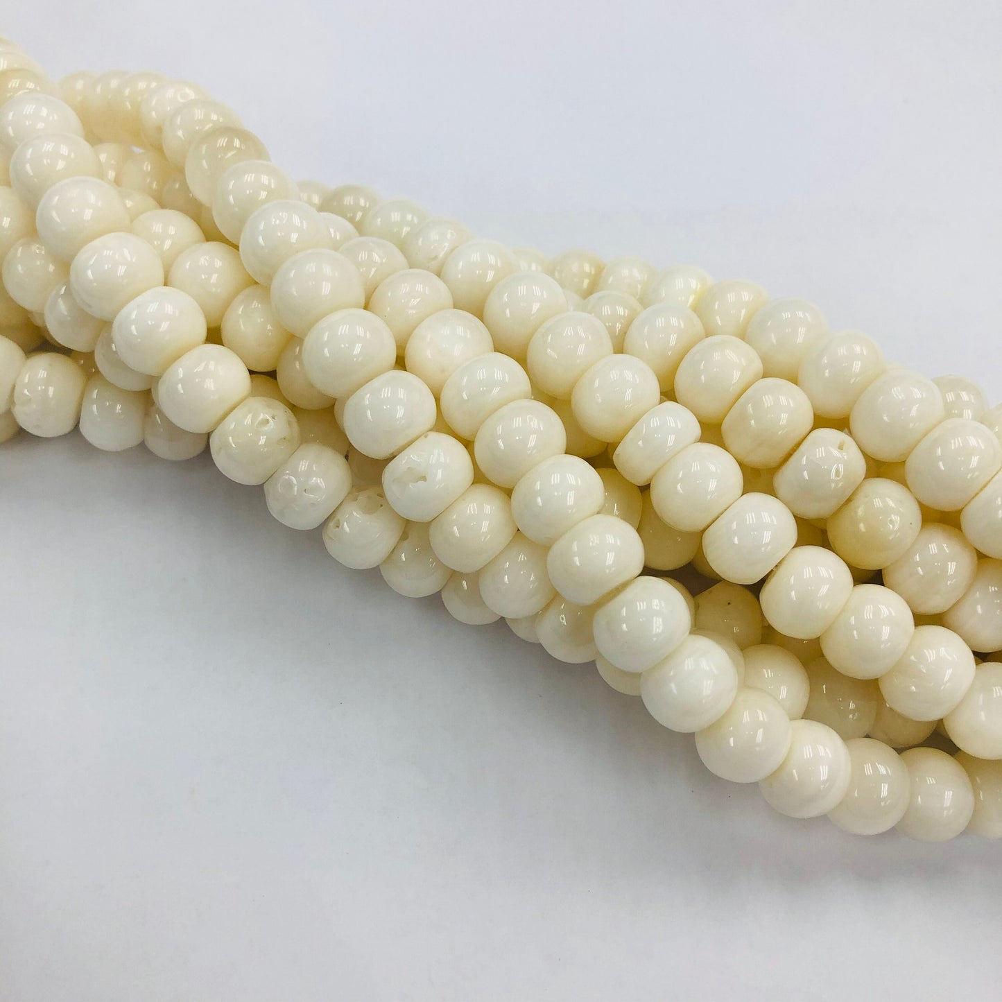 Natural Wampum Quahog Shell Rondelle beads 4x10mm white color