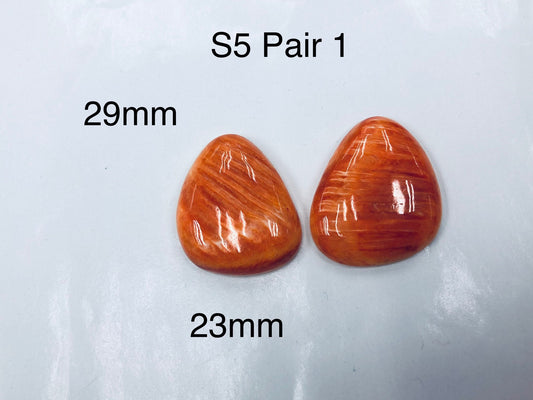 HIgh Qaulity Spiny Oyster Shell Loose Piece Cabochon Per Pair (S5)