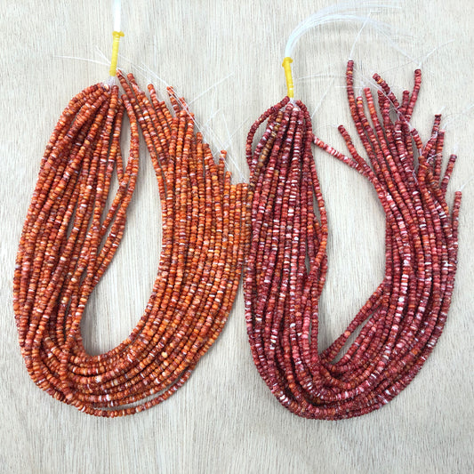 Spiny Oyster Shell Rondelle Beads 4mm (Orange/Red)