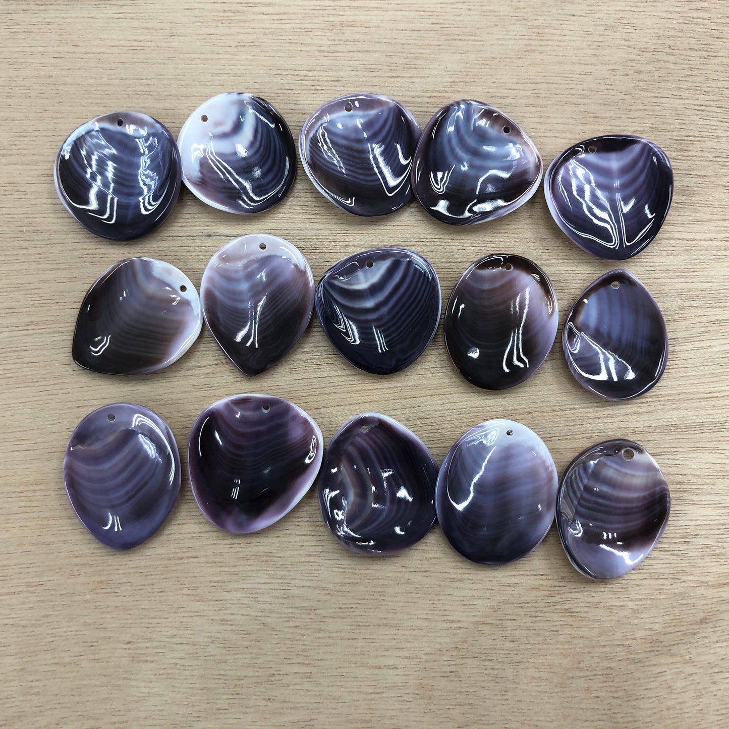 Wampum Quahog Shell Purple Pendant Loose Piece 10pcs Small Size