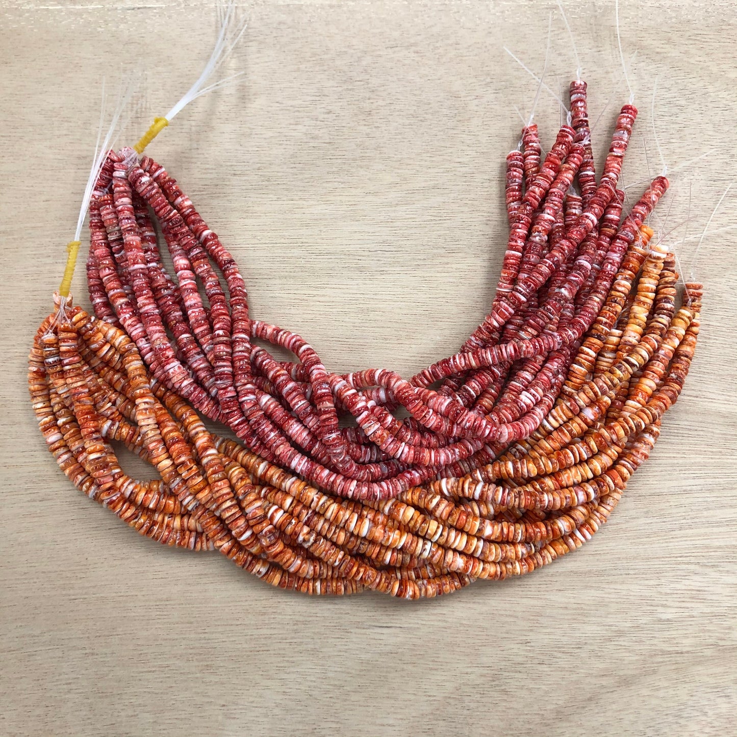 Spiny Oyster Shell Rondelle Chip Bead 8mm (Orange/Red)