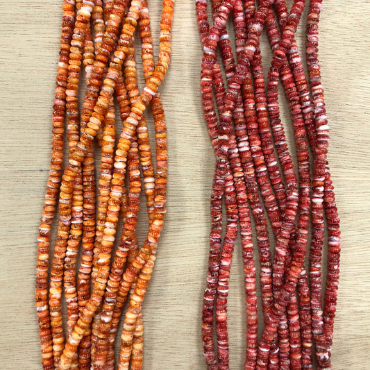 Spiny Oyster Shell Rondelle Beads 6mm (Orange/Red)  (16"inch)